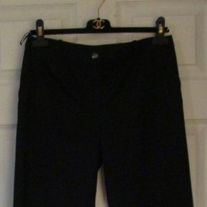CHANEL CHIC SLIM FIT BLACK LIGHT WEIGHT WOOL SUIT PANTS SLACKS 38